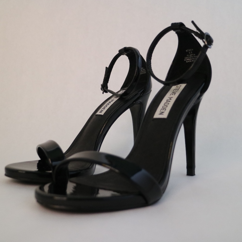 Steve Madden Black Patent Stecy Heels